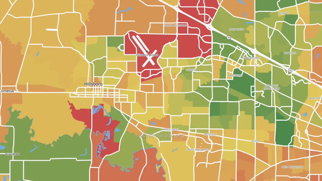 Hillsboro, OR Map of Murder Rates