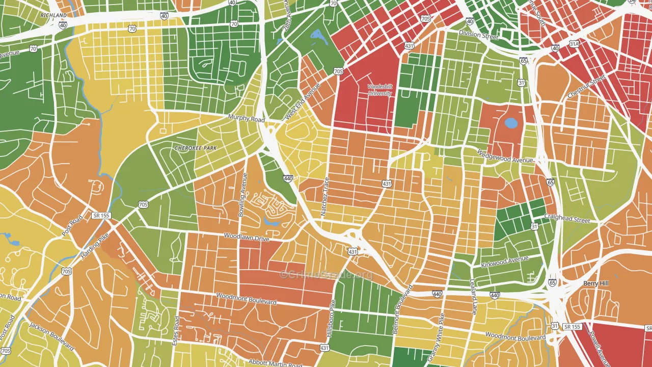 Hillsboro West End, Nashville, TN Map of Murder Rates