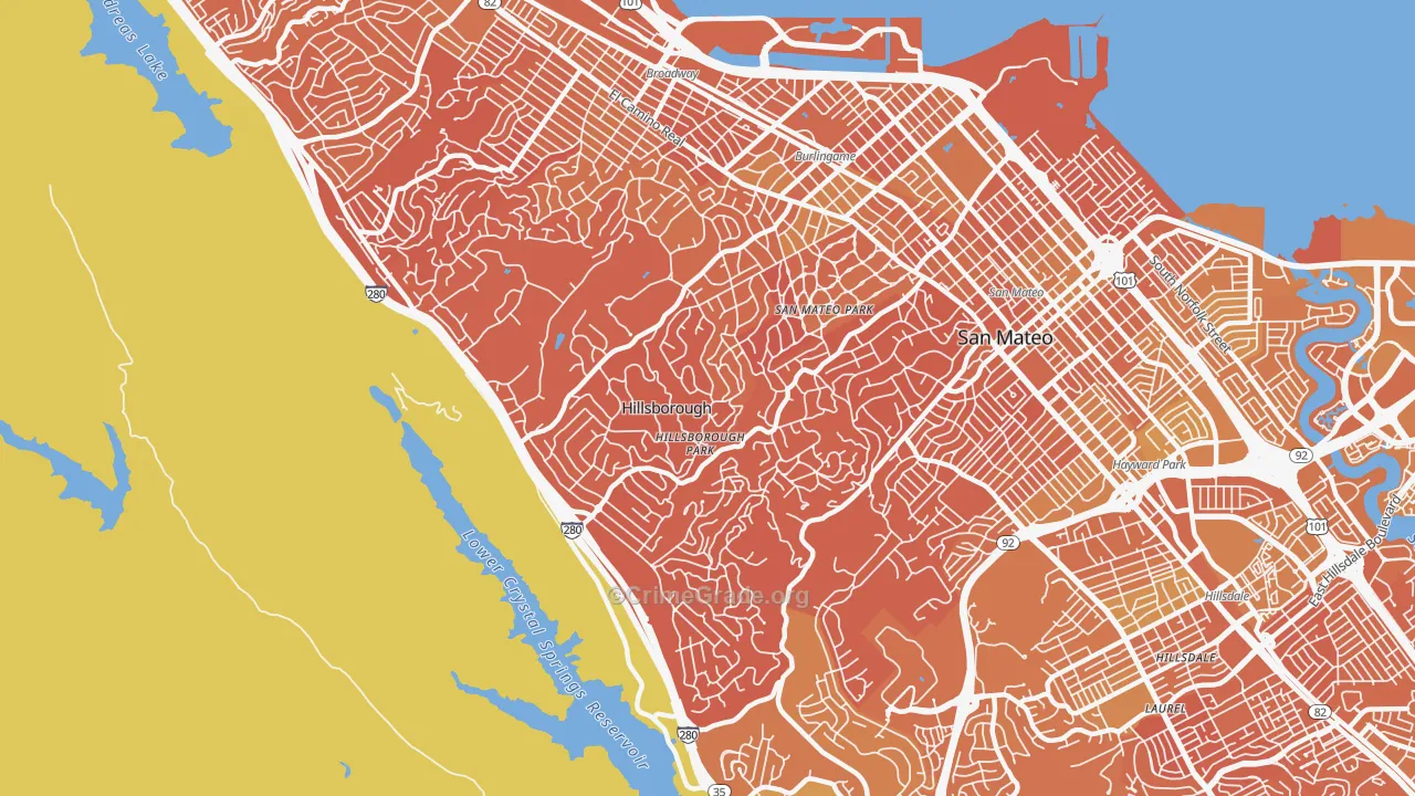 Hillsborough, CA Map of Murder Rates