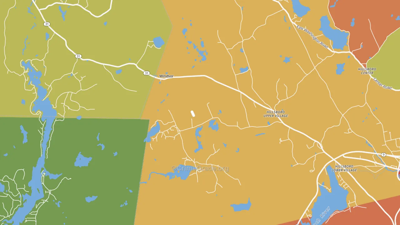 Hillsborough Upper Village, NH Map of Murder Rates