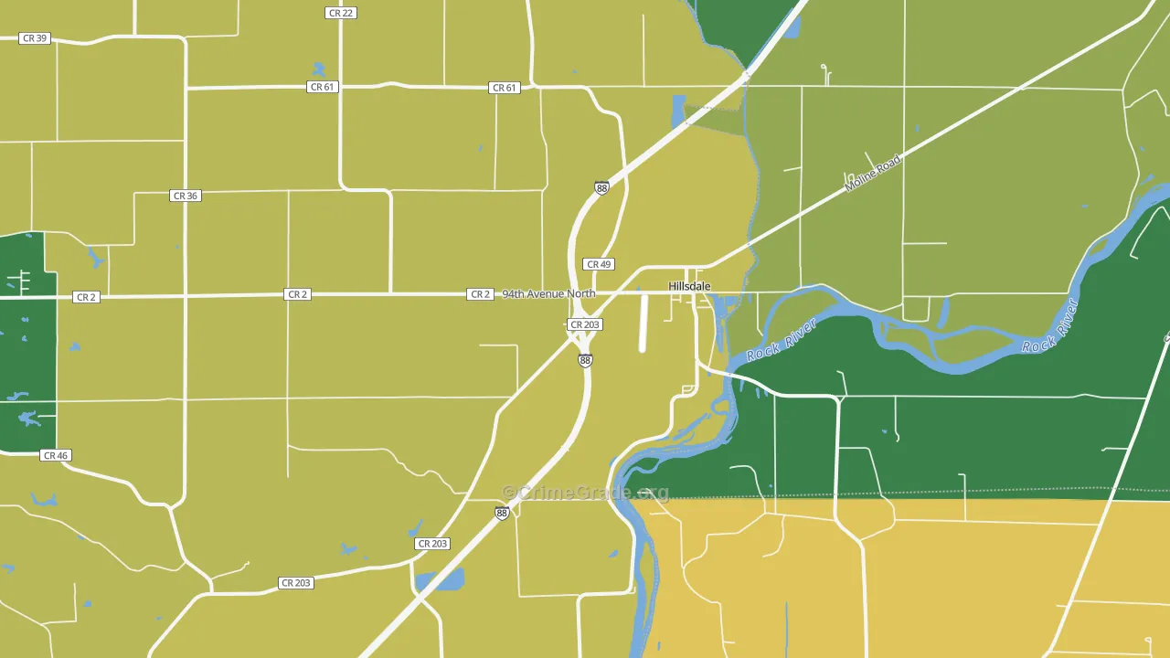 Hillsdale, IL Map of Murder Rates
