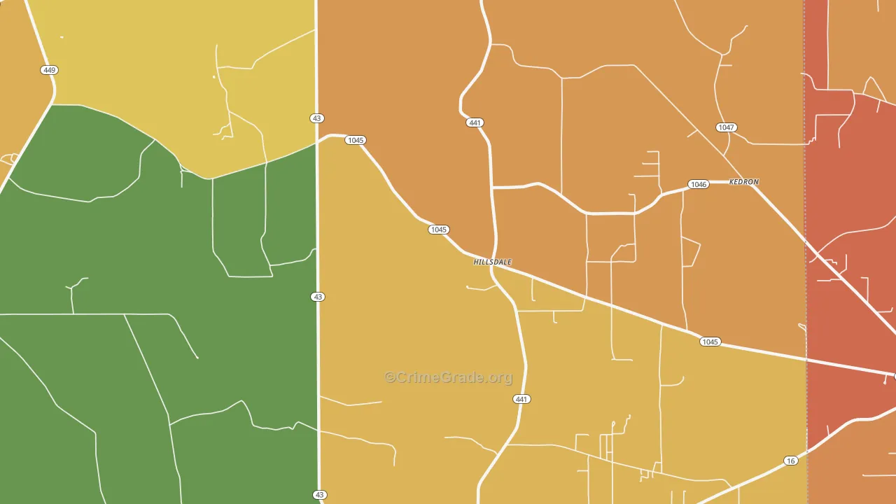 Hillsdale, LA Map of Murder Rates