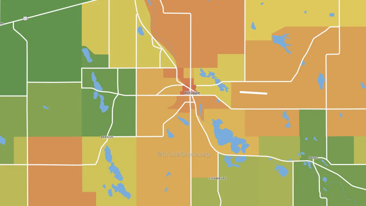 Hillsdale, MI Map of Murder Rates