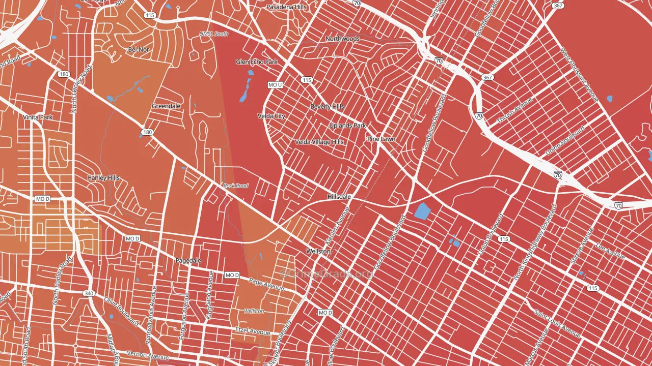 Hillsdale, MO Map of Murder Rates