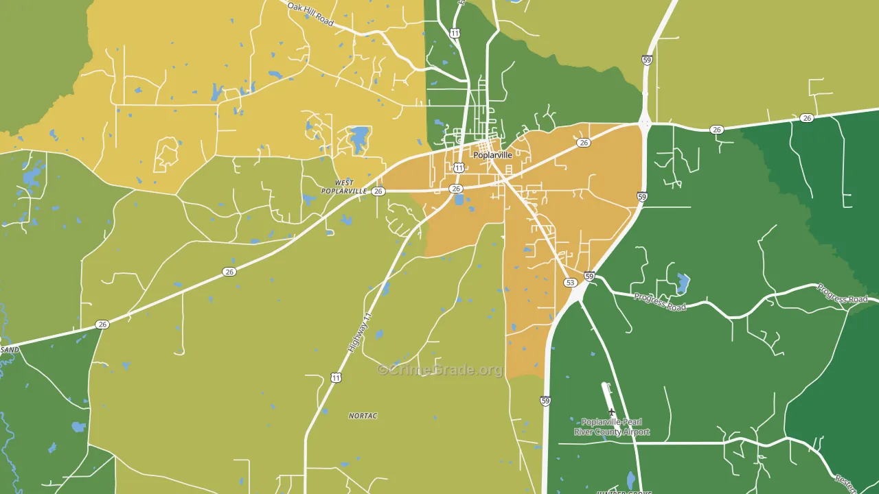 Hillsdale, MS Map of Murder Rates
