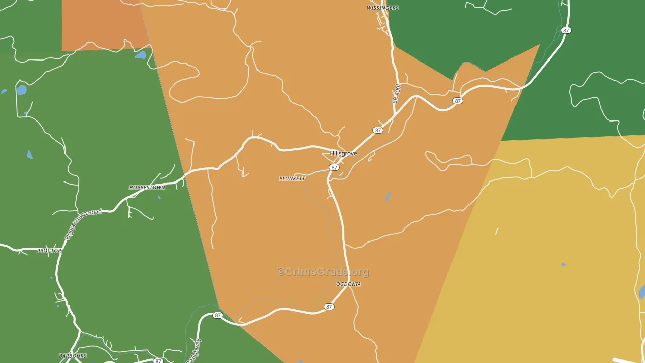Hillsgrove, PA Map of Murder Rates