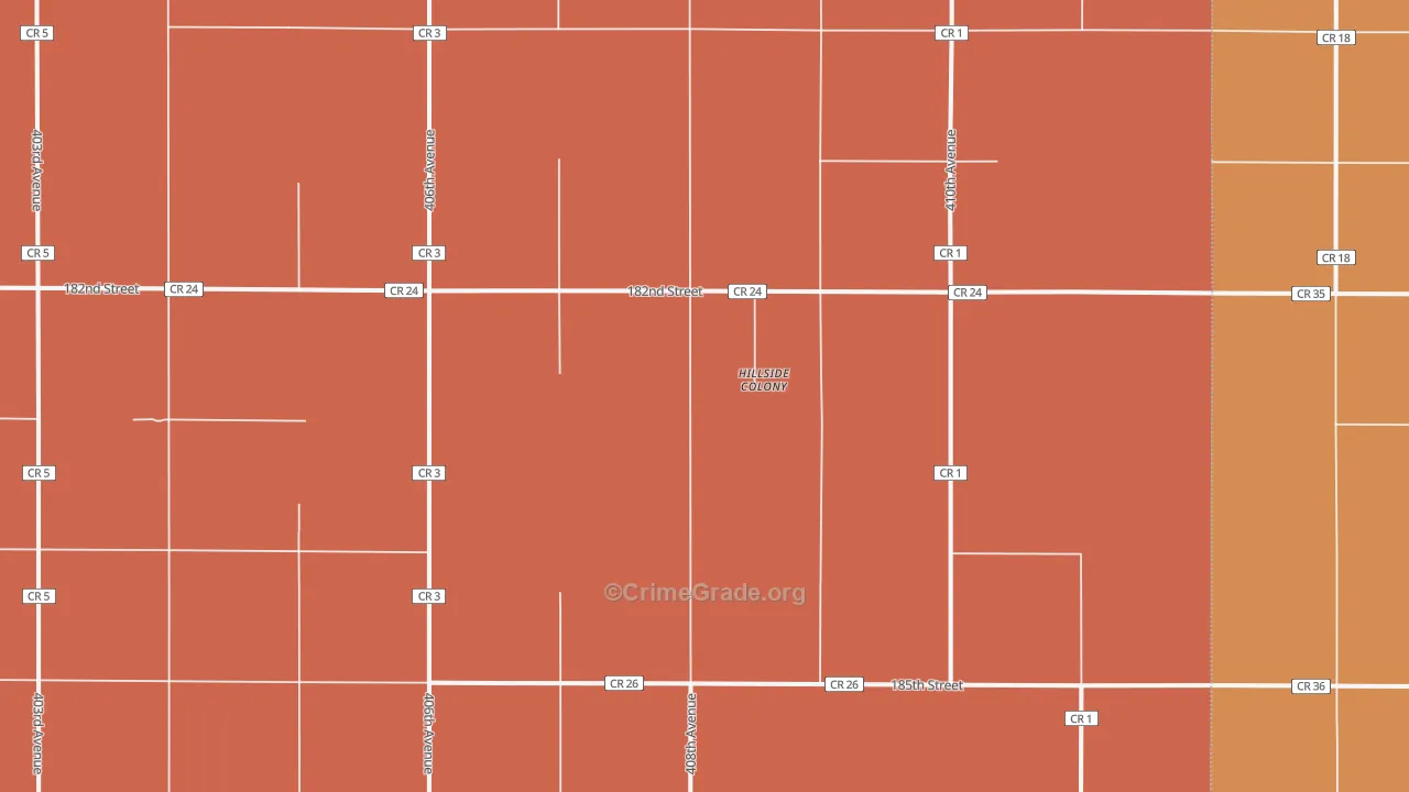 Hillside Colony, SD Map of Murder Rates