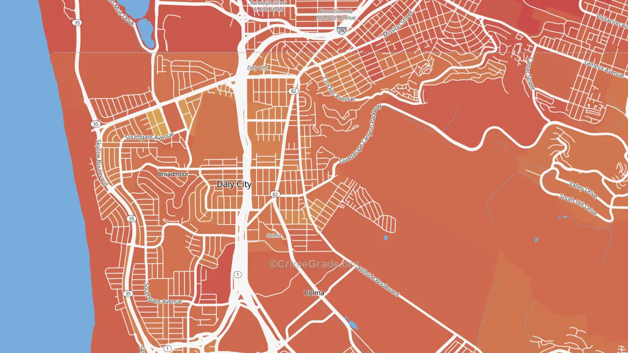 Hillside, Daly City, CA Map of Murder Rates