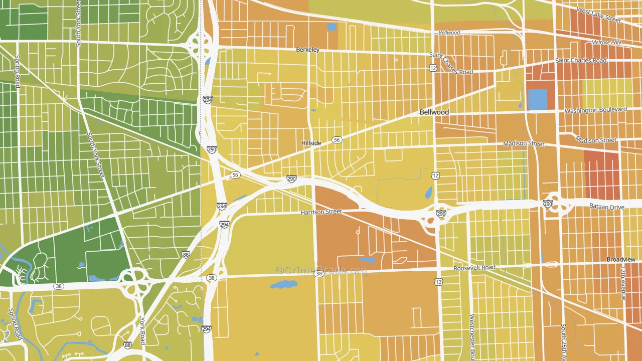 Hillside, IL Map of Murder Rates