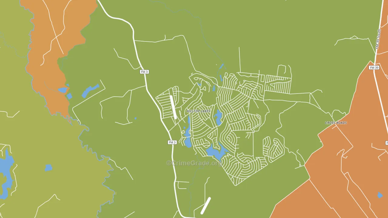 Hilltop Lakes, TX Map of Murder Rates
