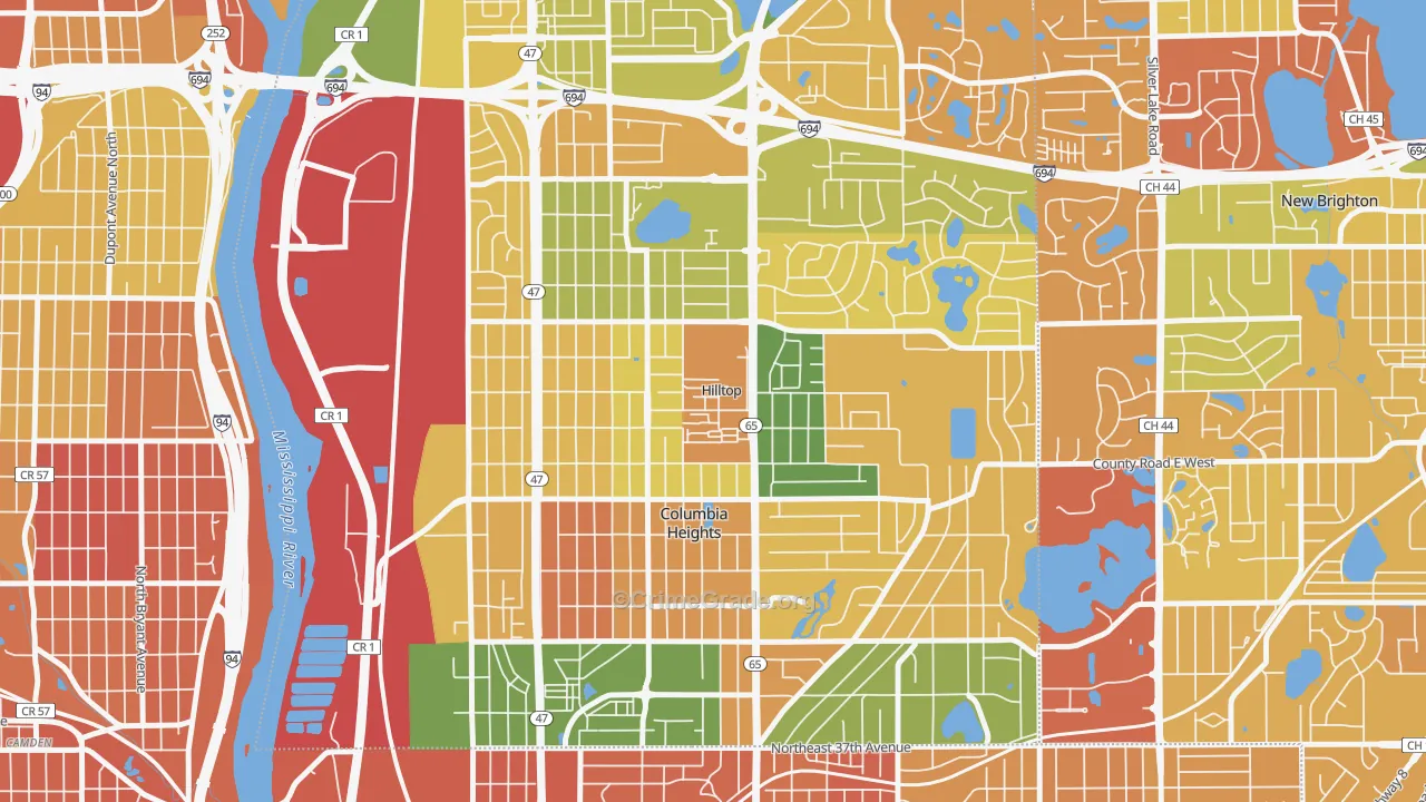 Hilltop, MN Map of Murder Rates