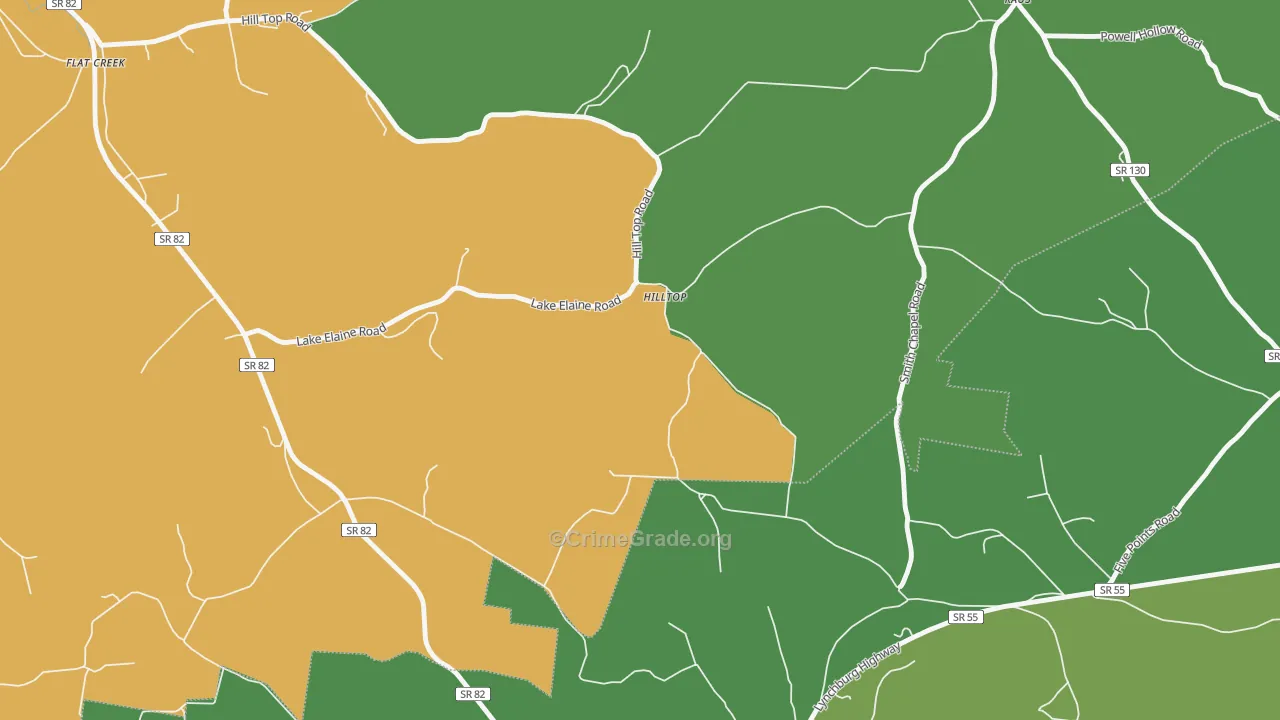 Hilltop, TN Map of Murder Rates