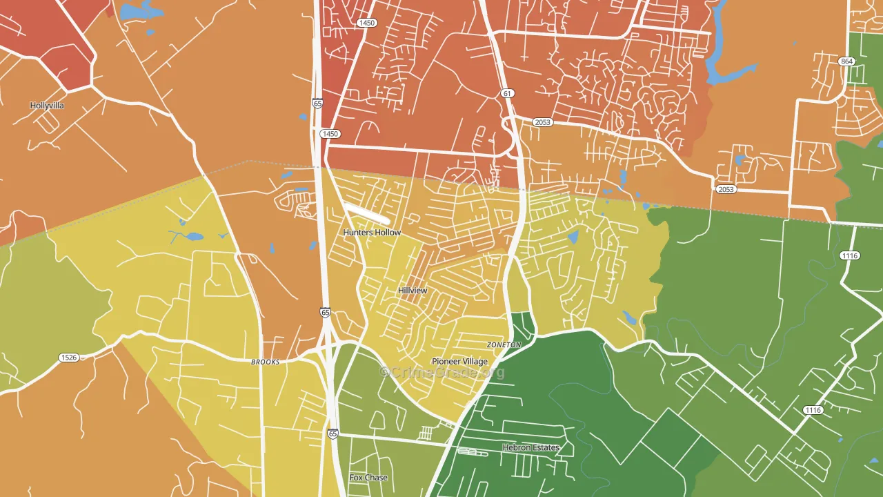 Hillview, KY Map of Murder Rates