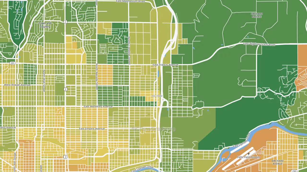 Hillyard, Spokane, WA Map of Murder Rates