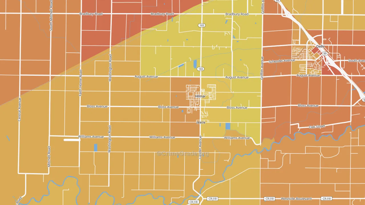 Hilmar, CA Map of Murder Rates
