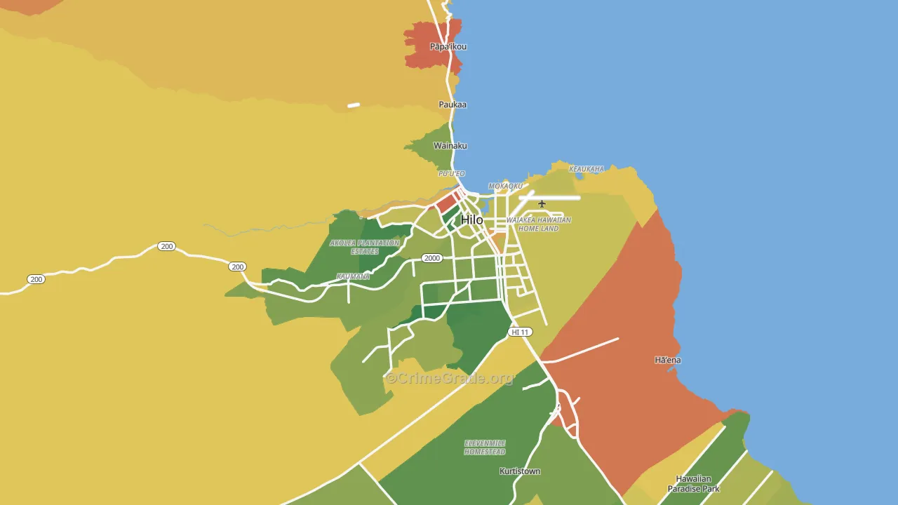 Hilo, HI Map of Murder Rates