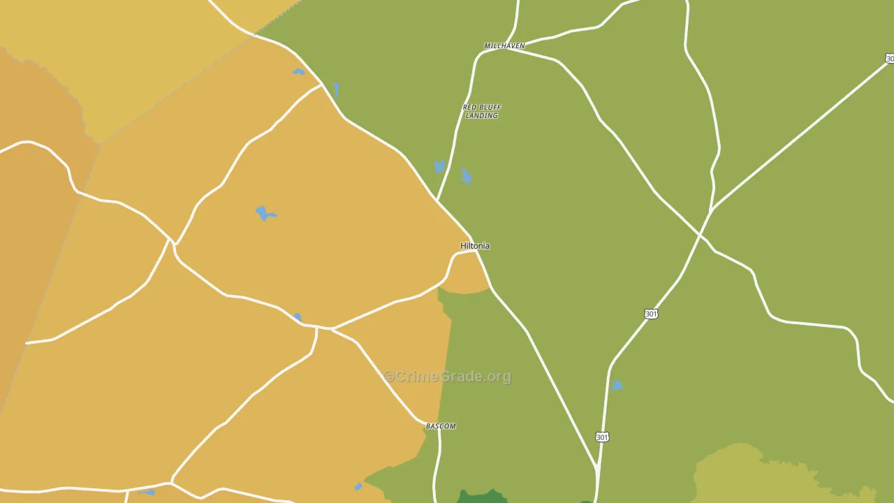 Hiltonia, GA Map of Murder Rates