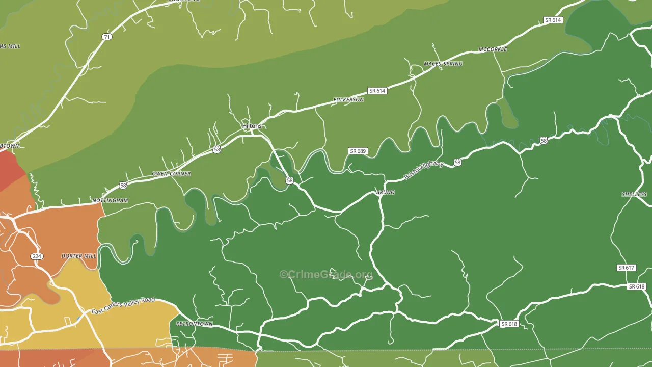 Hiltons, VA Map of Murder Rates