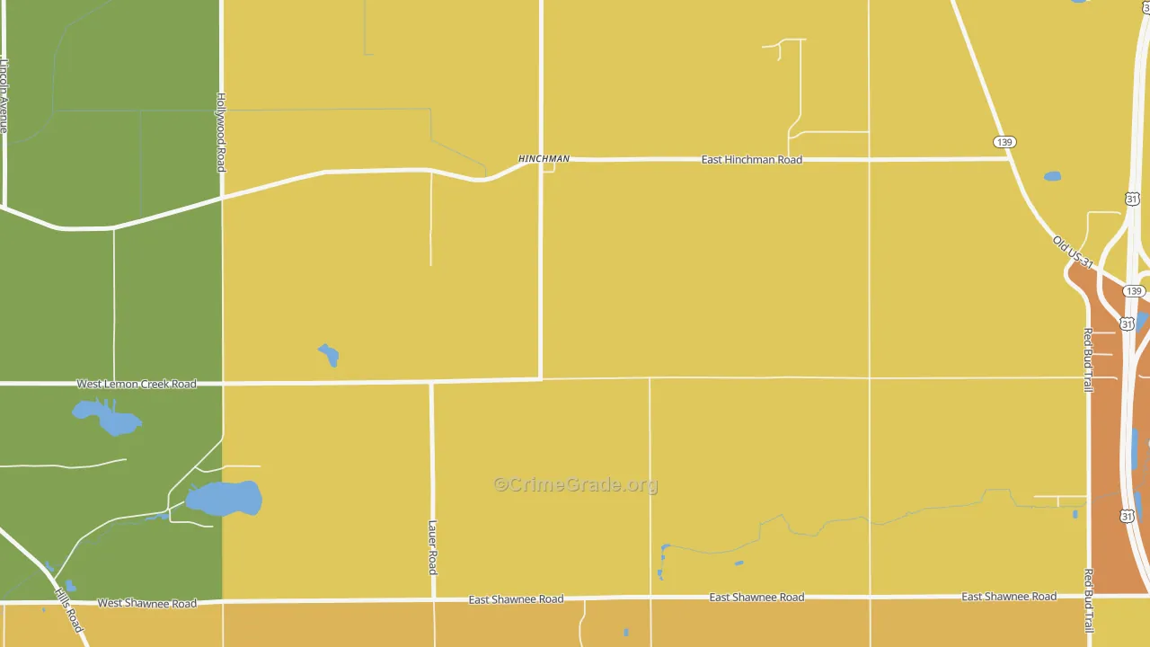 Hinchman, MI Map of Murder Rates