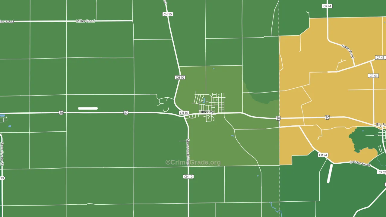 Hinckley, IL Map of Murder Rates