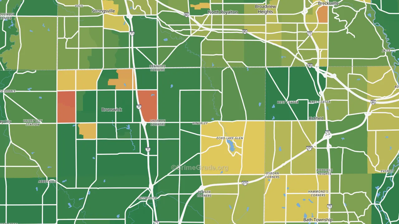 Hinckley, OH Map of Murder Rates