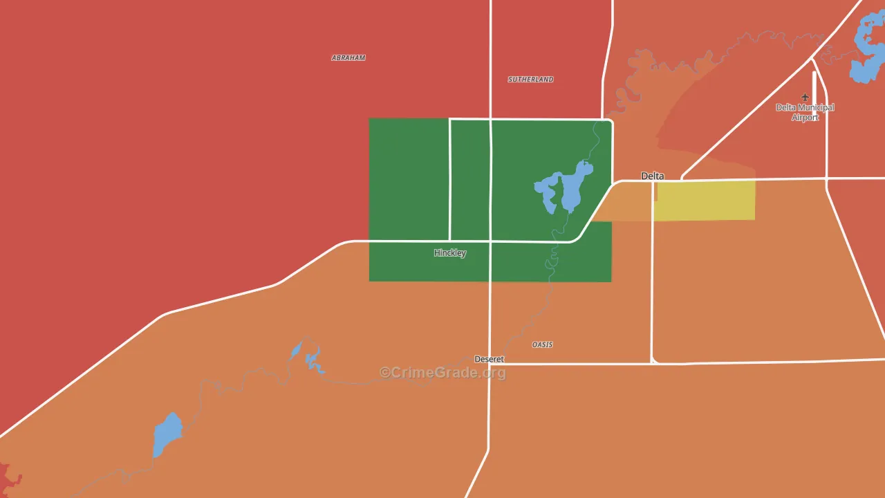 Hinckley, UT Map of Murder Rates