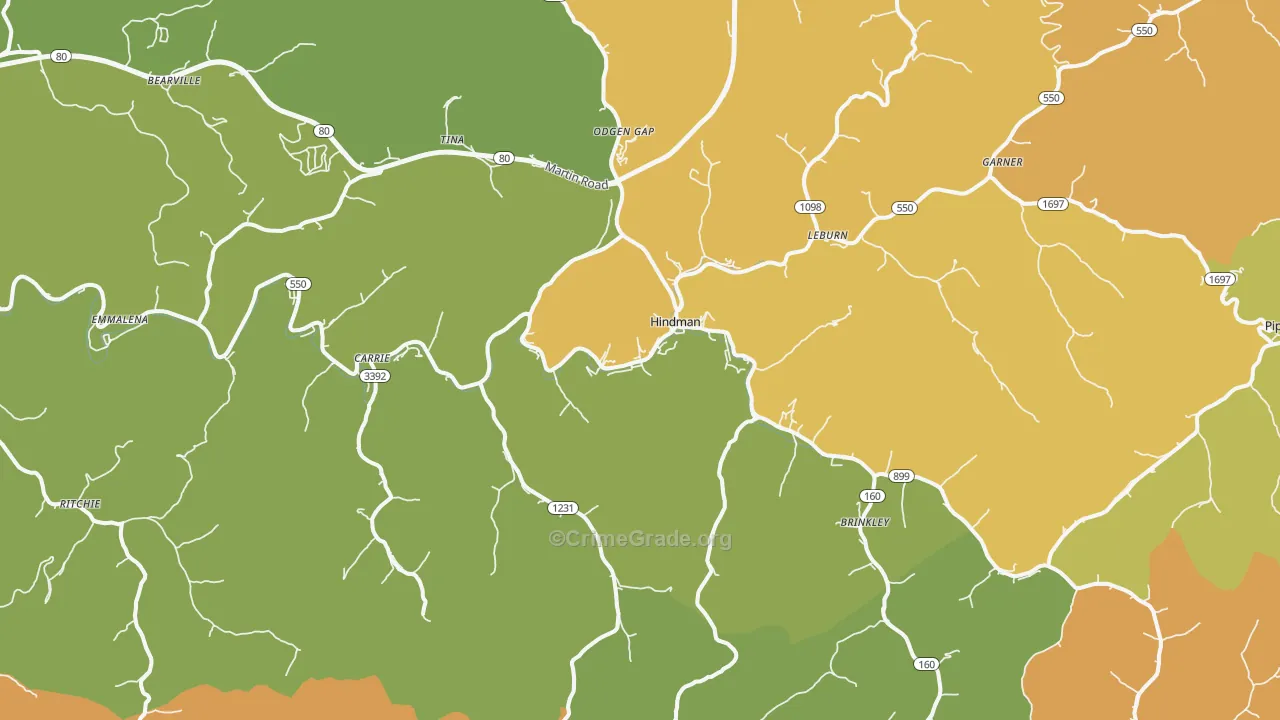 Hindman, KY Map of Murder Rates