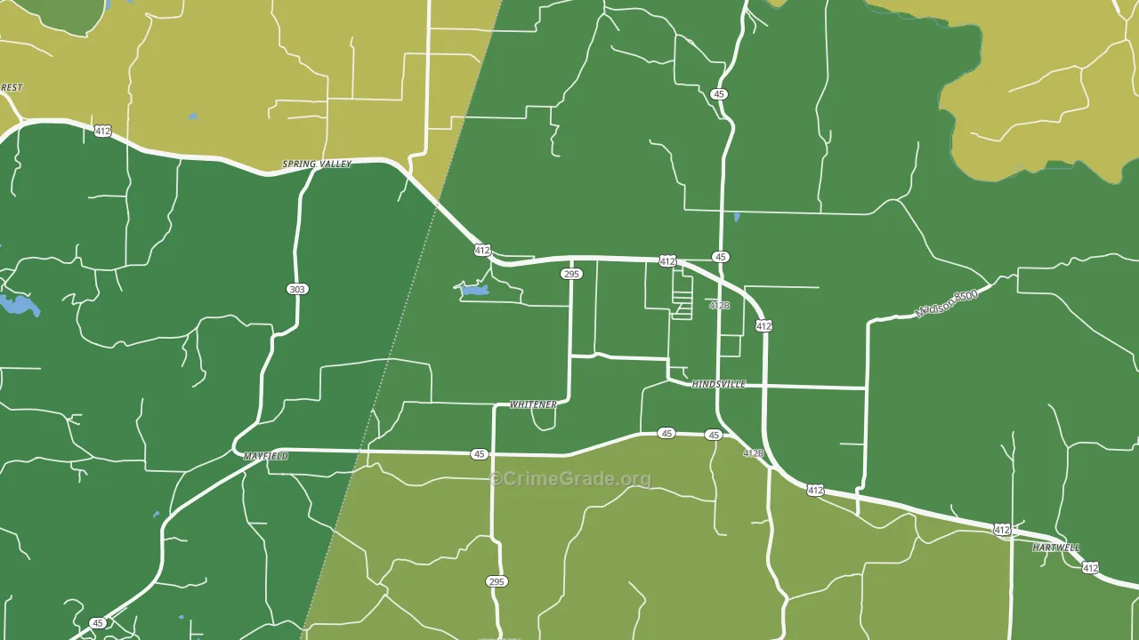 Hindsville, AR Map of Murder Rates
