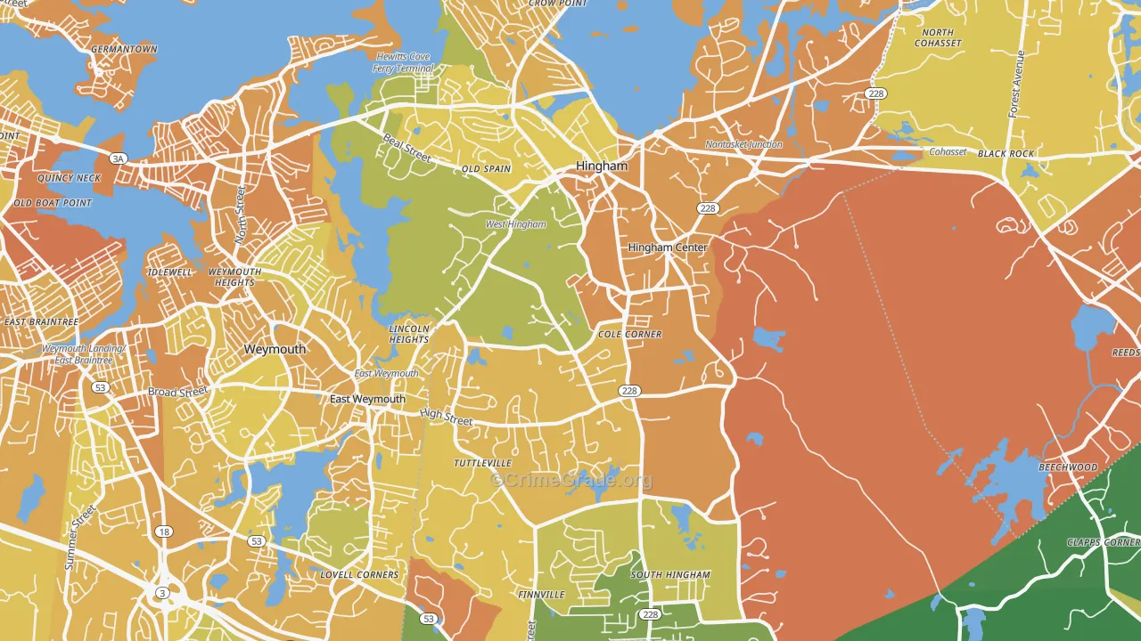 Hingham, MA Map of Murder Rates