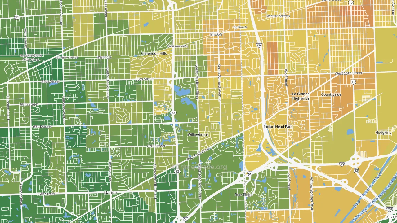 Hinsdale, IL Map of Murder Rates
