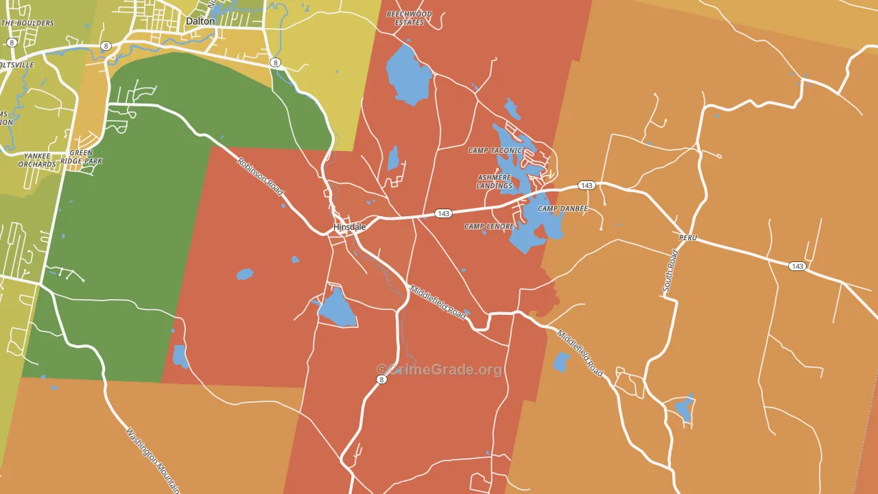 Hinsdale, MA Map of Murder Rates