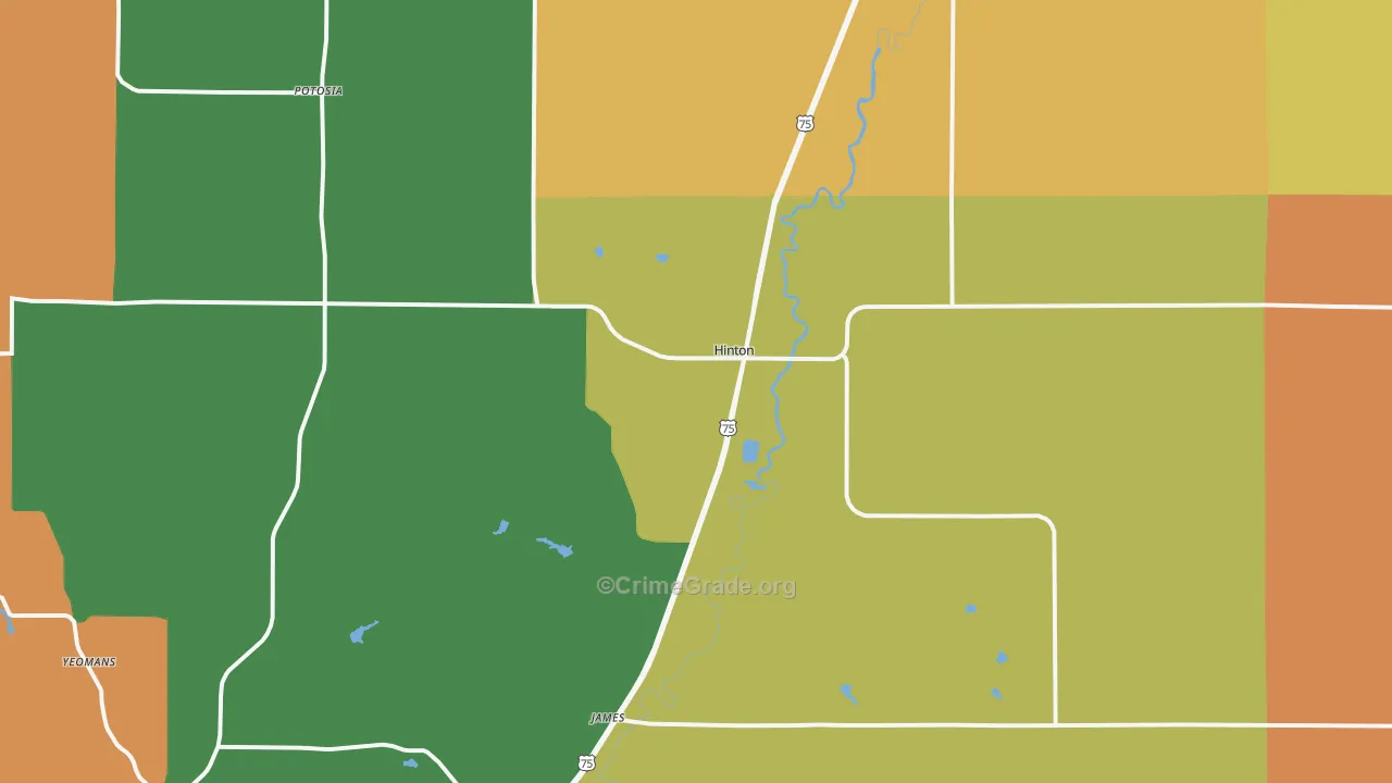 Hinton, IA Map of Murder Rates