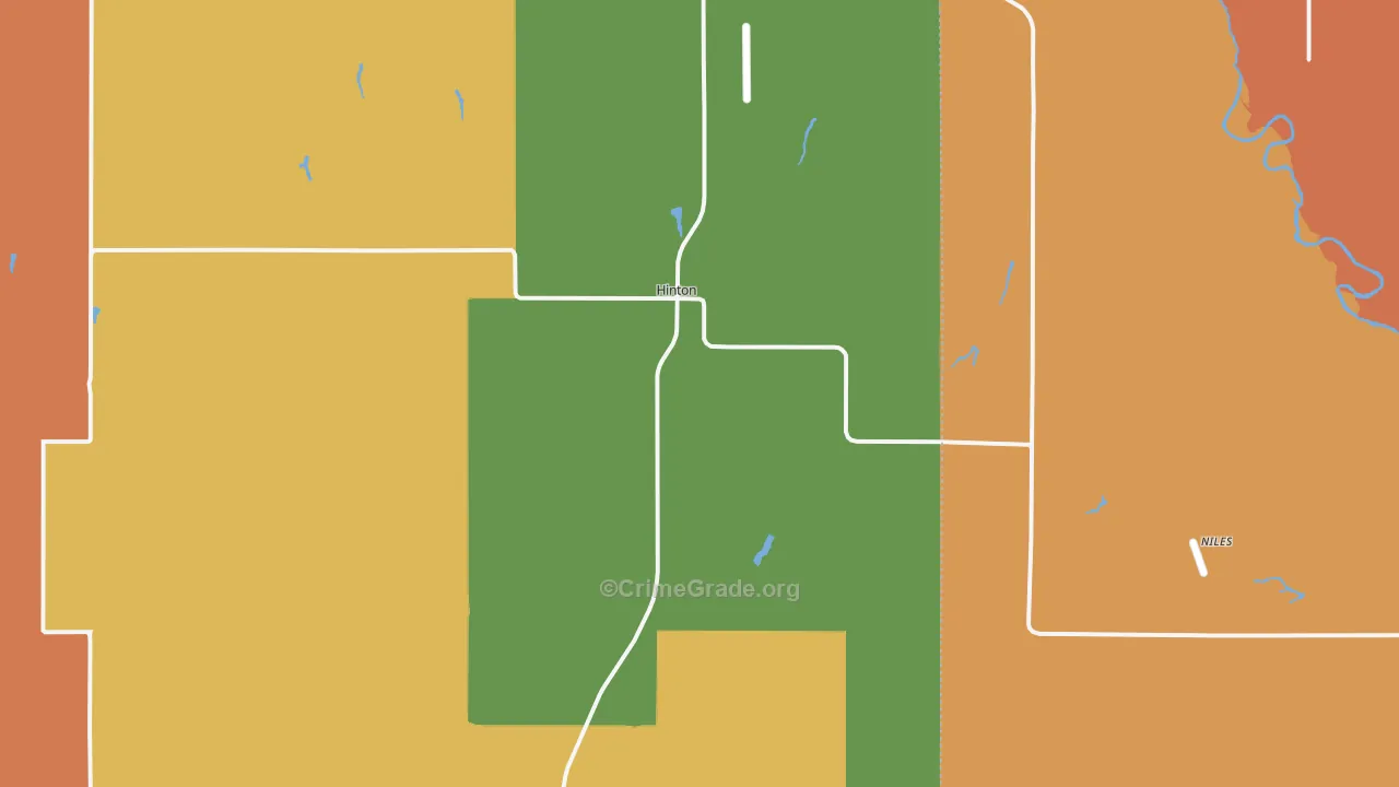 Hinton, OK Map of Murder Rates