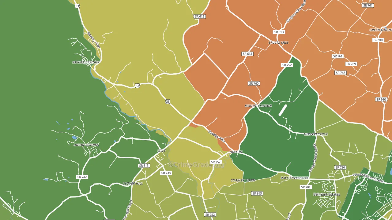 Hinton, VA Map of Murder Rates