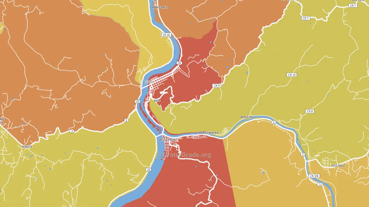 Hinton, WV Map of Murder Rates