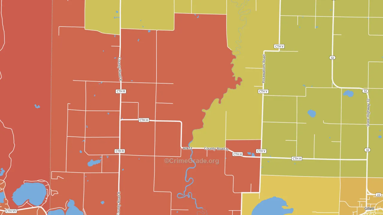 Hintz, WI Map of Murder Rates
