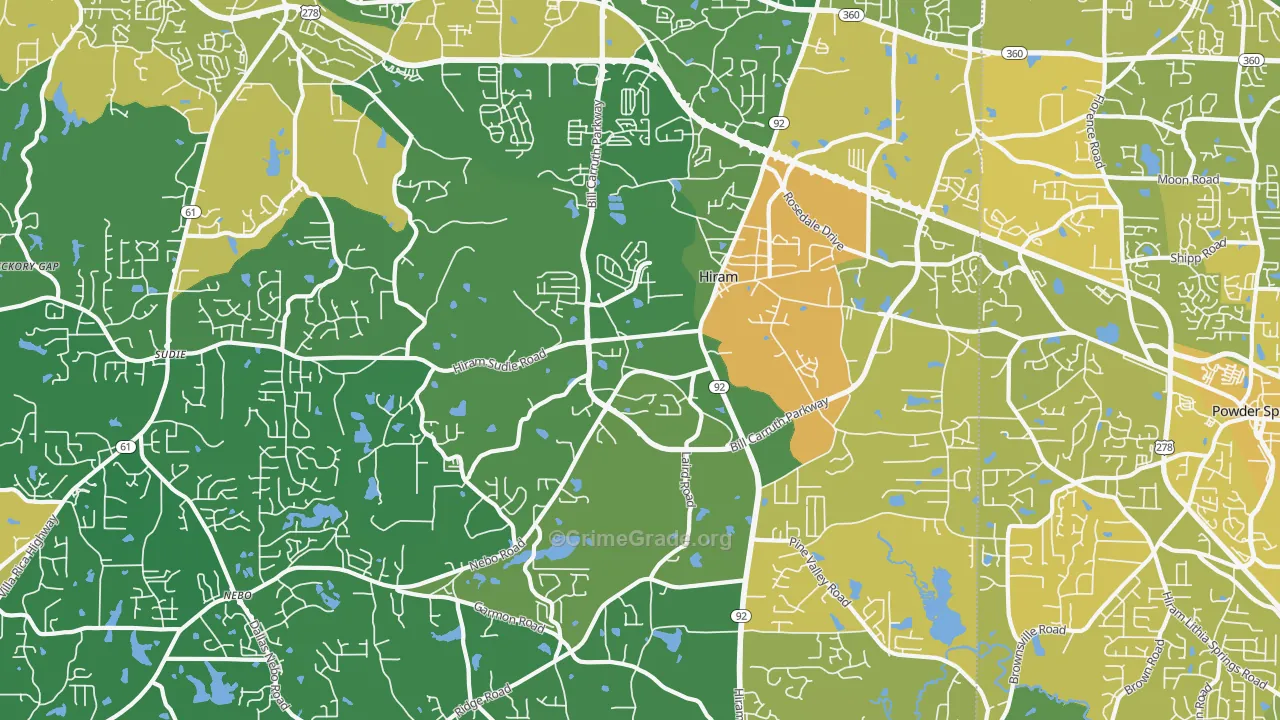 Hiram, GA Map of Murder Rates
