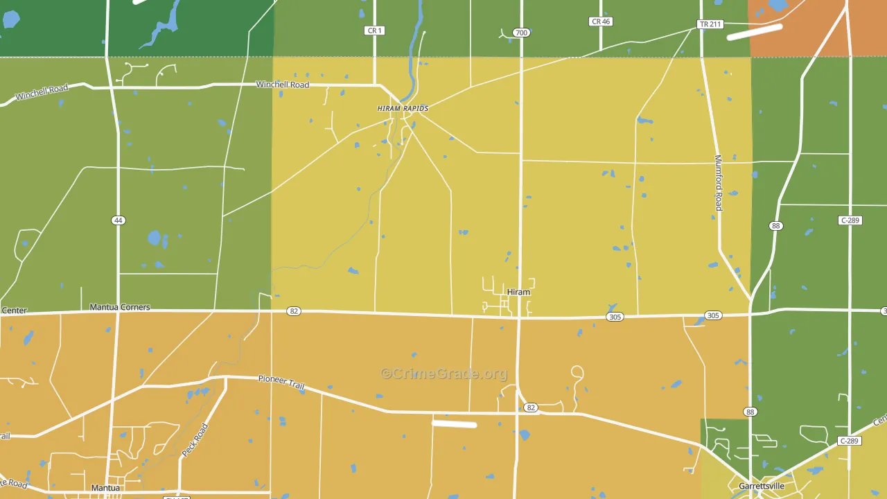 Hiram, OH Map of Murder Rates