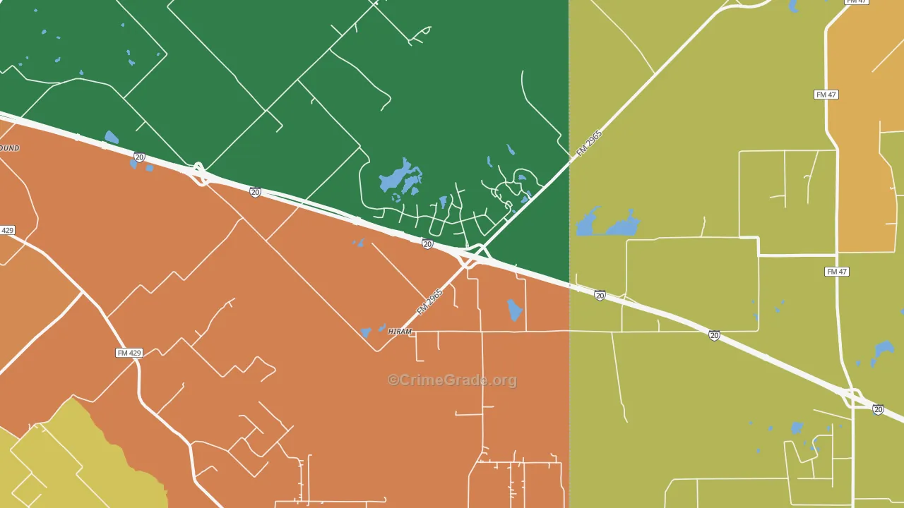 Hiram, TX Map of Murder Rates