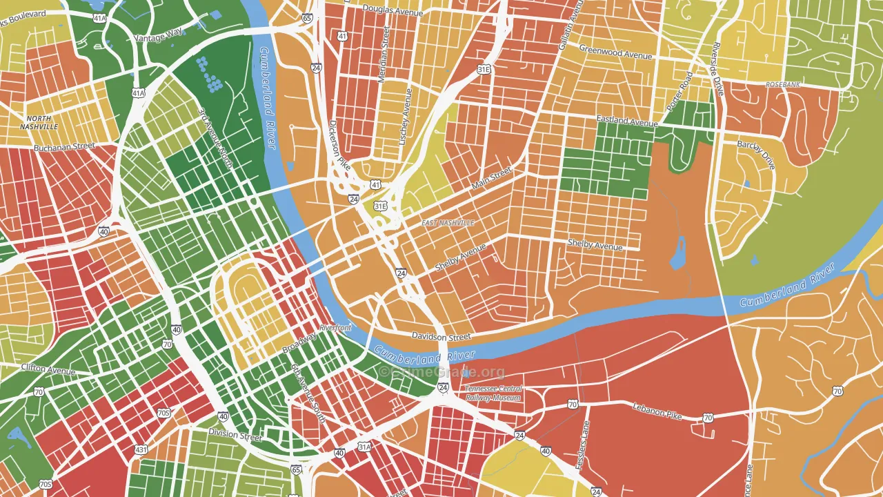 Historic Edgefield, Nashville, TN Map of Murder Rates