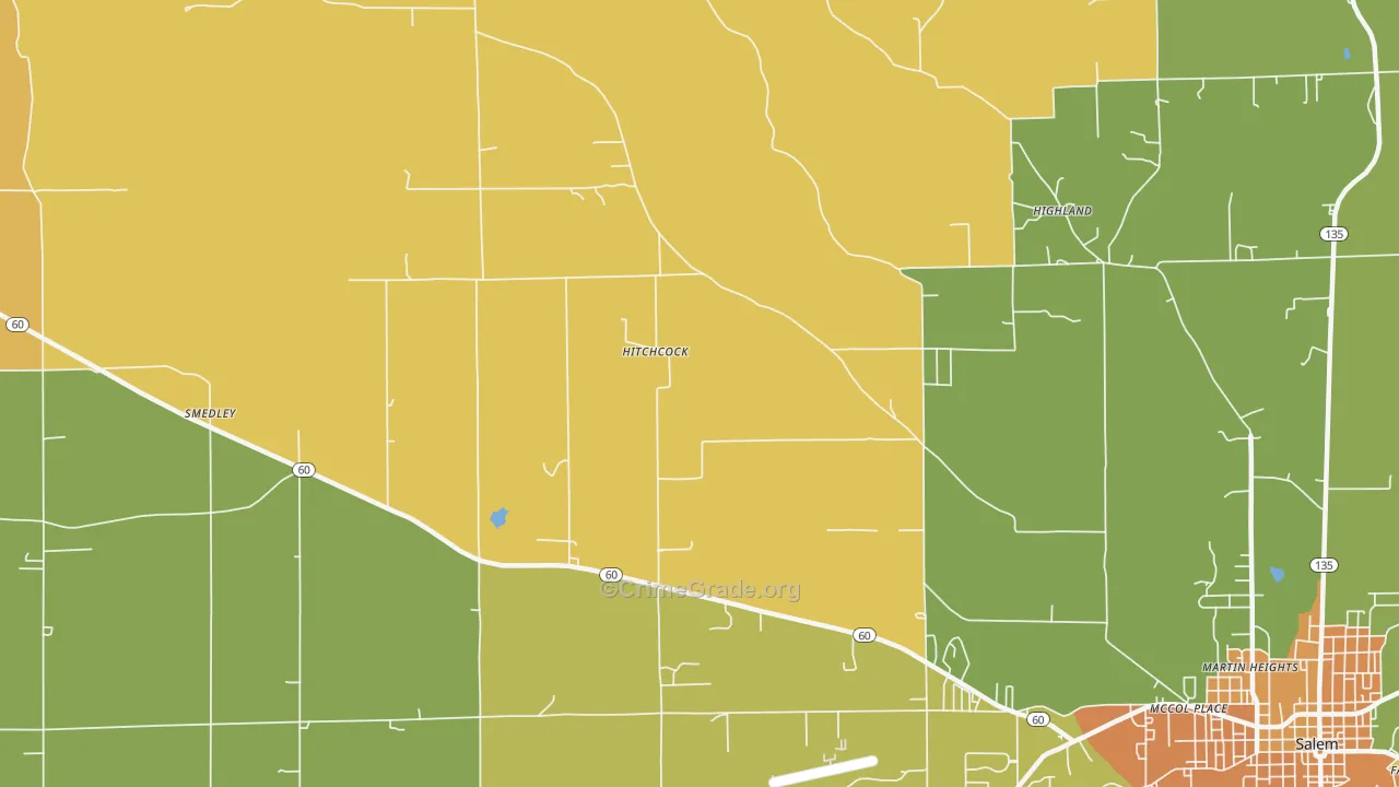 Hitchcock, IN Map of Murder Rates