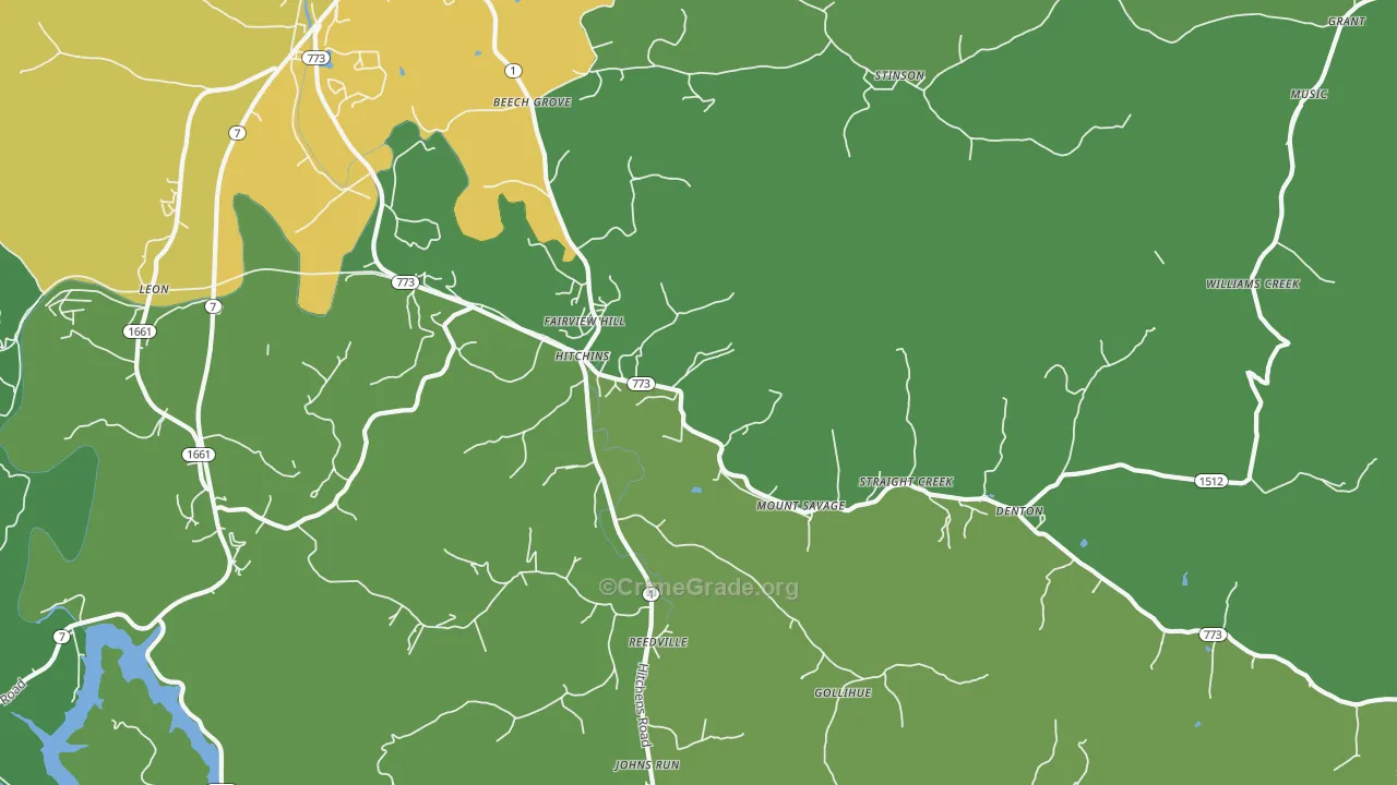 Hitchins, KY Map of Murder Rates