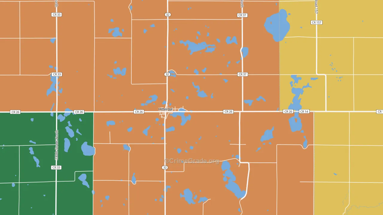 Hitterdal, MN Map of Murder Rates