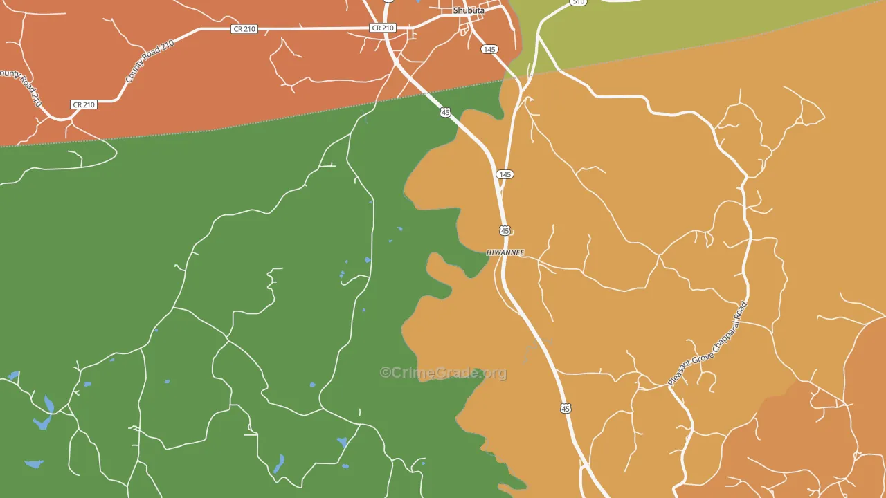 Hiwannee, MS Map of Murder Rates