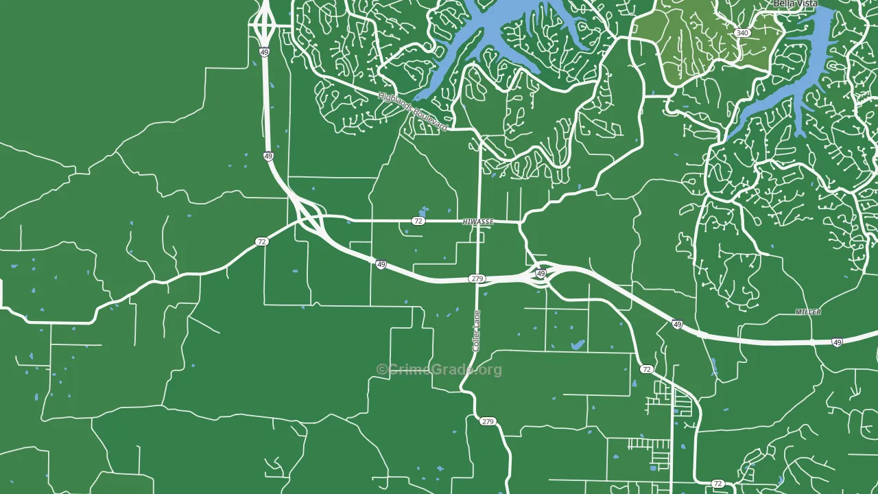 Hiwasse, AR Map of Murder Rates