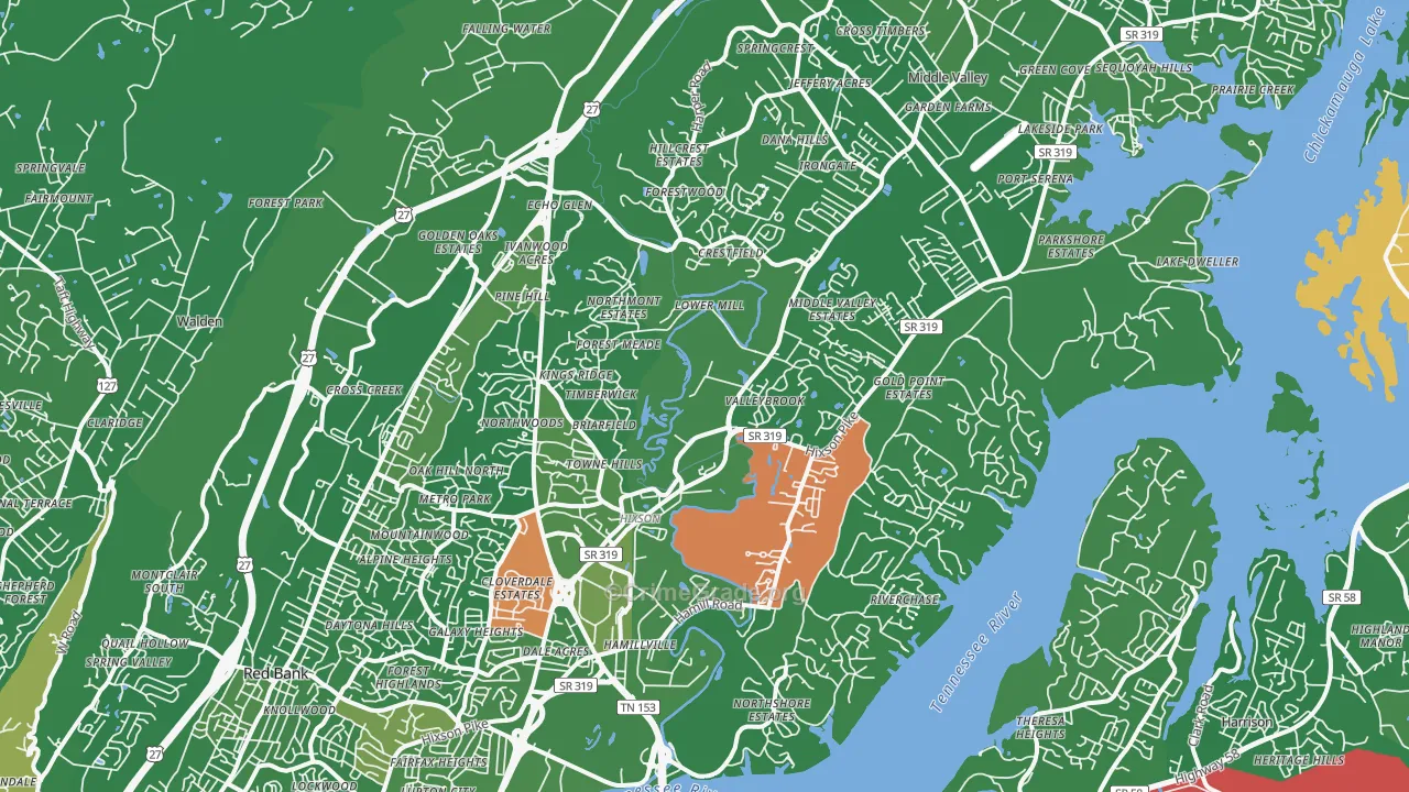 Hixson, TN Map of Murder Rates