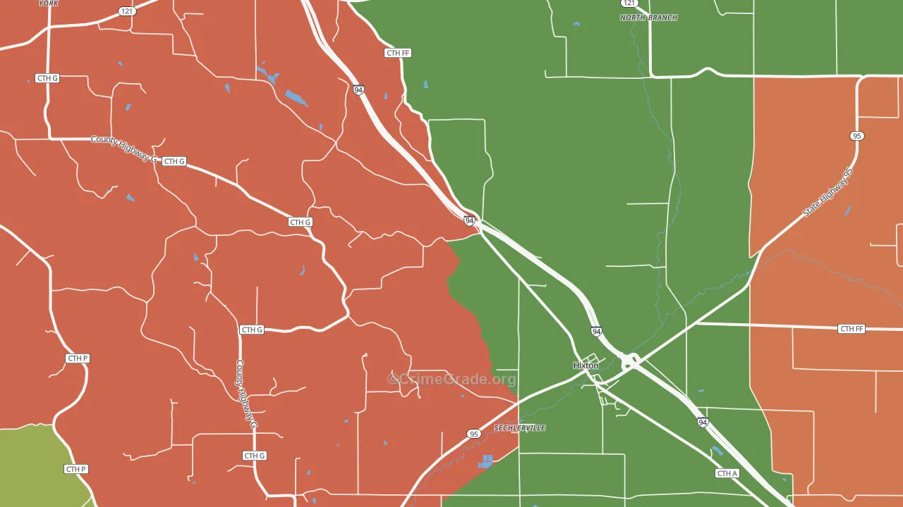 Hixton, WI Map of Murder Rates