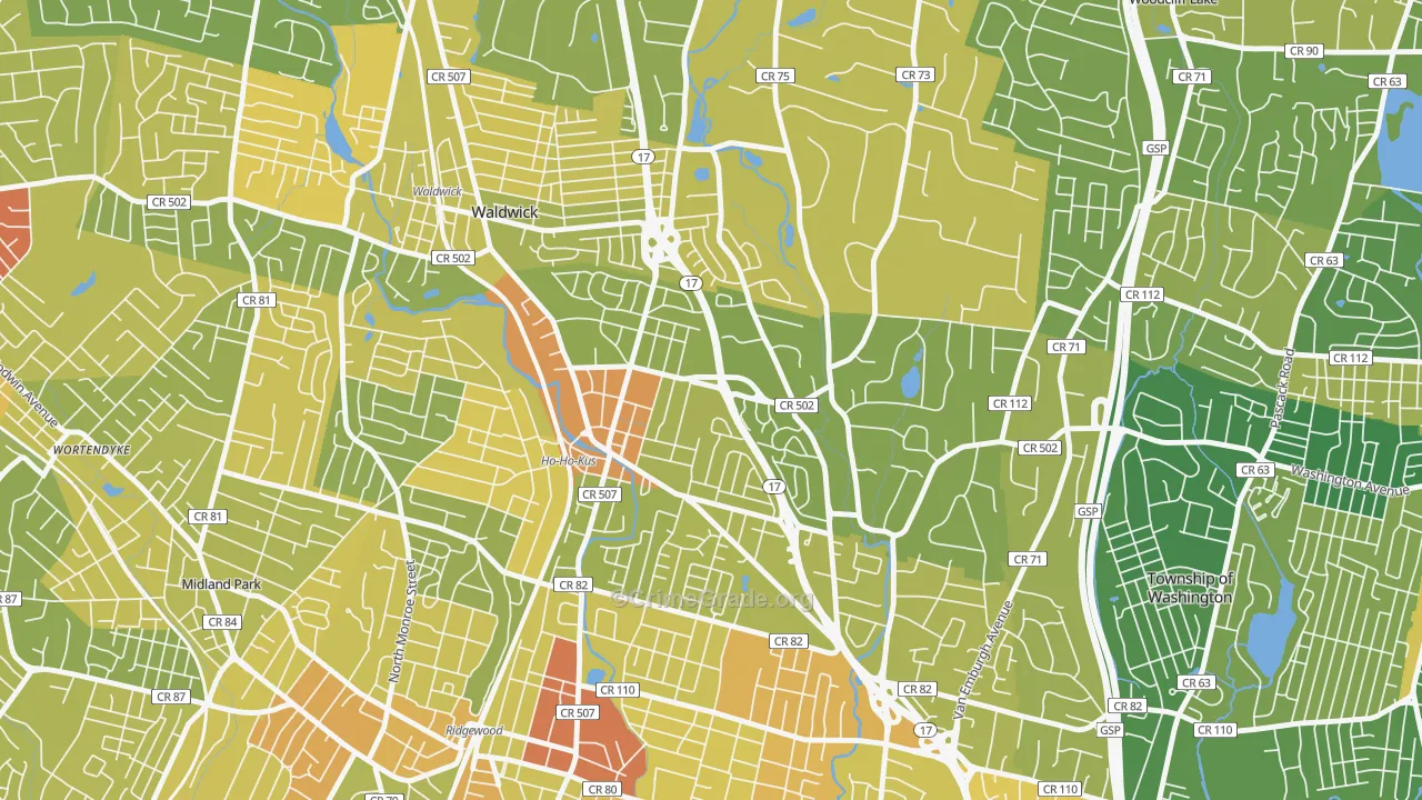 Ho-Ho-Kus, NJ Map of Murder Rates