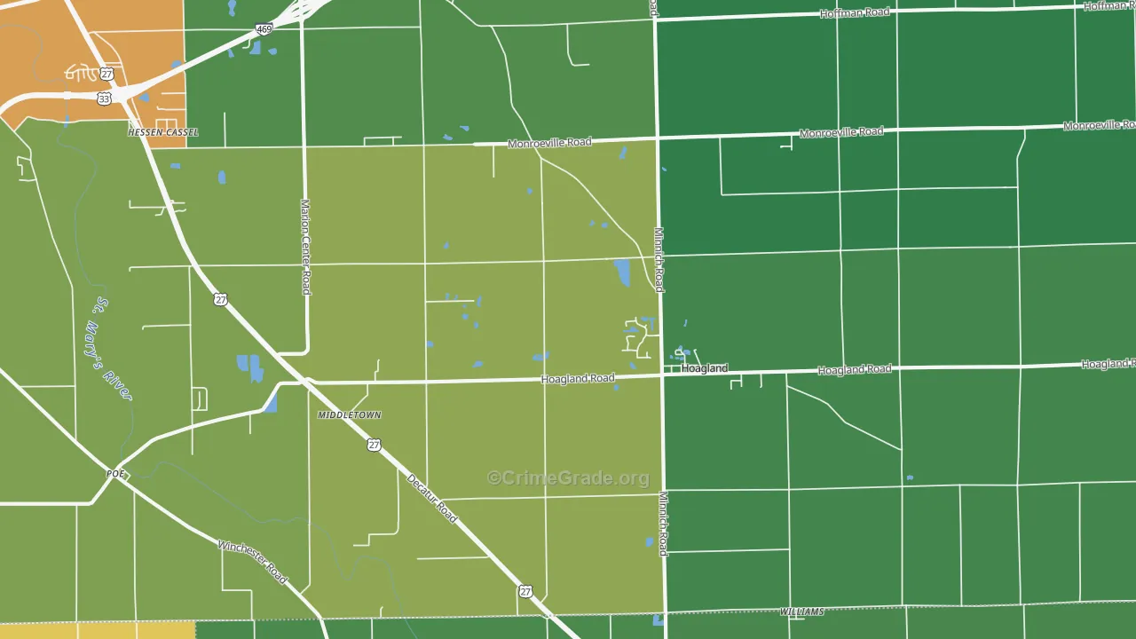Hoagland, IN Map of Murder Rates