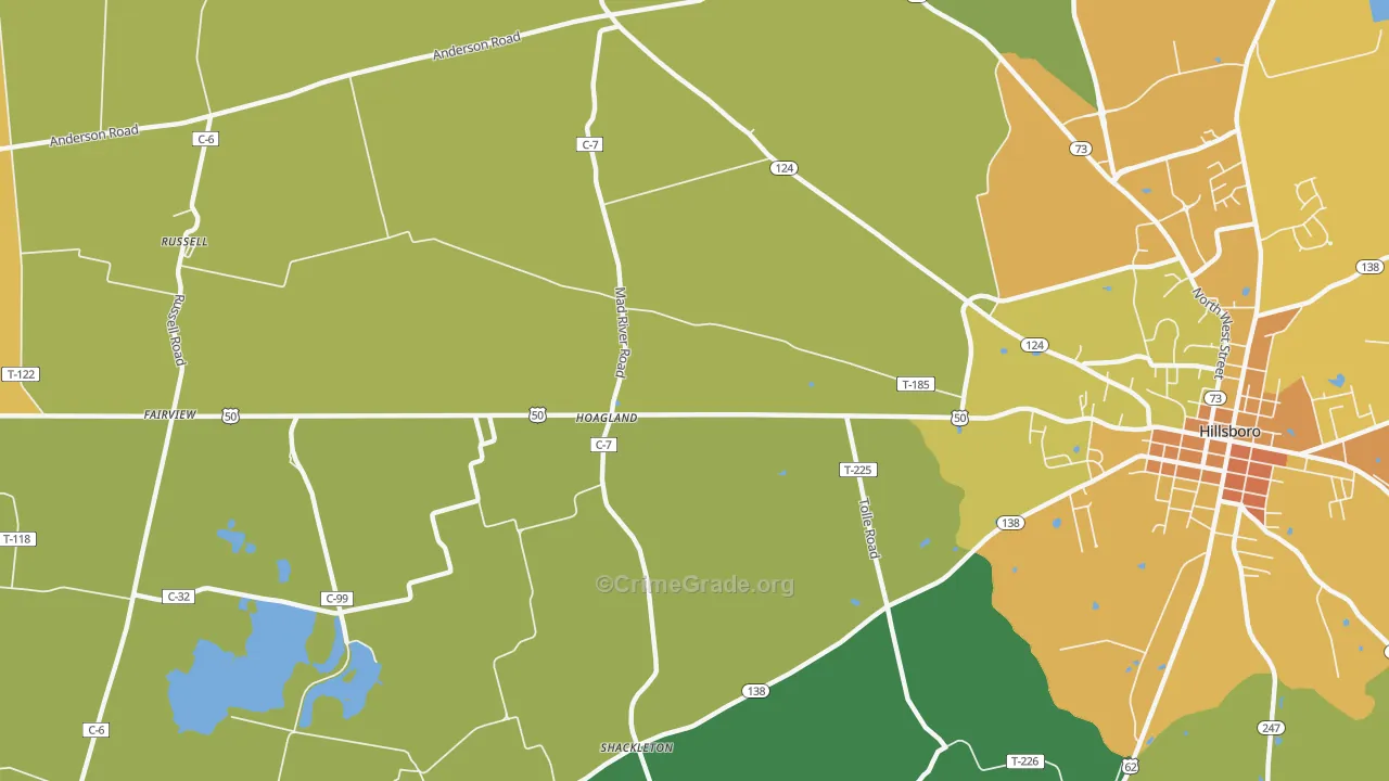 Hoagland, OH Map of Murder Rates